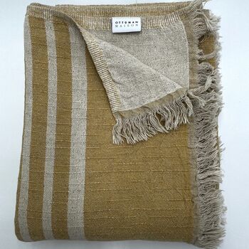 Milos Linen Blend Striped Blanket Mustard, 10 of 11