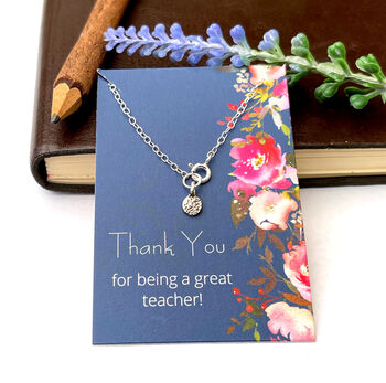 Thank You Teacher Tiny Full Moon Serling Silver Bracelet, 8 of 10