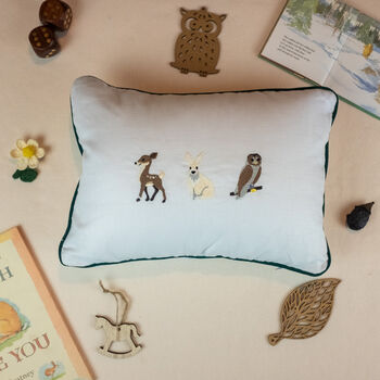 Children’s Woodland Embroidered Oblong Nursery Cushion, 2 of 5