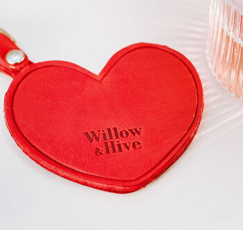Personalised Leather Heart Keyring, 4 of 5
