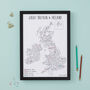 Personalised UK And Ireland Travel Map Pinboard, thumbnail 1 of 12