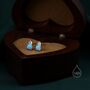 Sterling Silver Tiny Blue Opal And Cz Stud Earrings, thumbnail 2 of 12