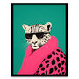 Fashion Cheetah Fun Bright Pink Teal Wall Art Print, thumbnail 5 of 6