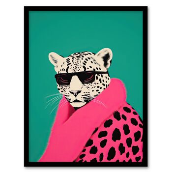 Fashion Cheetah Fun Bright Pink Teal Wall Art Print, 5 of 6