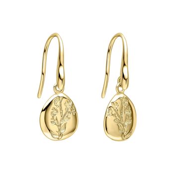 Gold Plated Sterling Silver Floral Hook Earrings, 2 of 5