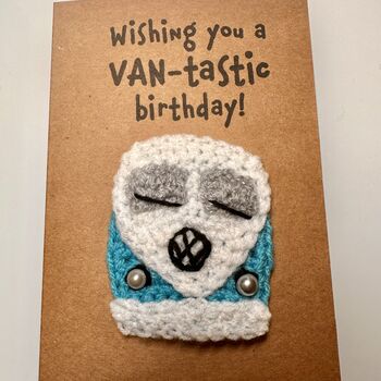Camper Van Crochet Birthday Card Handmade, 2 of 8