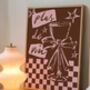 Plus De Vin Pink And Brown Wine Print, thumbnail 1 of 4