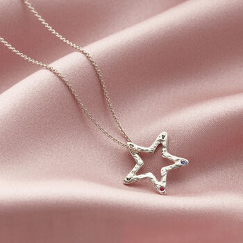 Personalised Open Star Birthstone Necklace, 3 of 9
