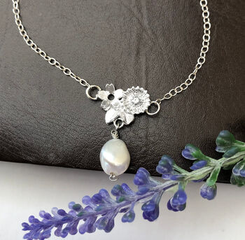 Sterling Silver Flower And Pearl Necklace, 6 of 10