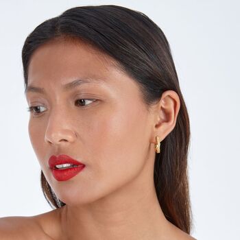 Designer Half Hula Hoop Earrings In 18ct Gold Vermeil, 5 of 5