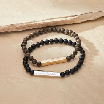 Men's Personalised Semi Precious Bead And Bar Bracelet, 2 of 5