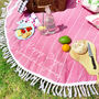 Personalised Round Blue Or Pink Picnic Or Beach Blanket, thumbnail 1 of 7