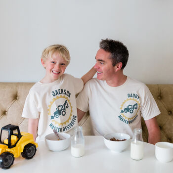 Personalised Father's Day Daddy Digger Matching Pyjamas, 3 of 9