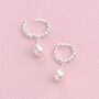 Sterling Silver And Pearl Beaded Hoop Earrings, thumbnail 4 of 8