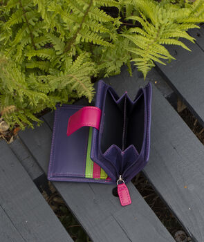 Personalised Purple Small Leather Purse Wallet Rfid Protected, 9 of 9