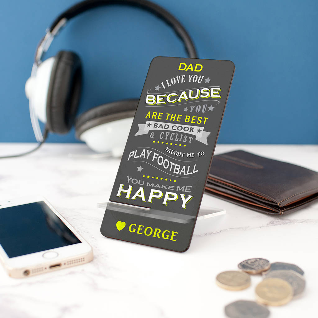 Personalised 'Message To Dad' Mobile Phone Stand, 1 of 7