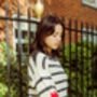 Cream Black Stripe Heart Sleeve Jumper, thumbnail 4 of 5