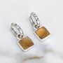 The Square Citrine Earrings, Silver, thumbnail 1 of 6