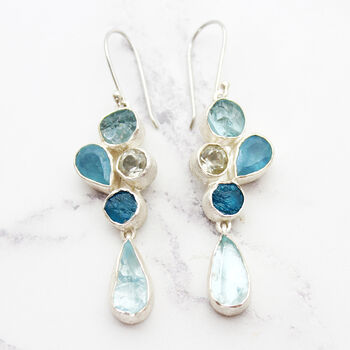 Aquamarine And Apatite Gemstone Sterling Silver Earrings, 2 of 4