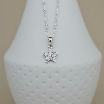 Personalised Silver Ball Chain Necklace With Cz Star, 4 of 5
