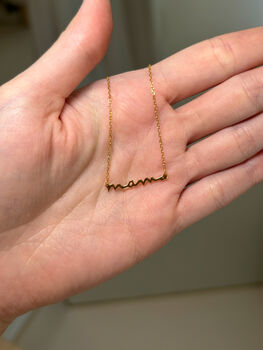 Mama Script Necklace Pregnancy Gift 18ct Gold Plated, 3 of 5