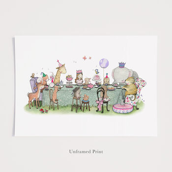 Personalised Girls Enchanted Tea Party Birthday Picture, 6 of 10