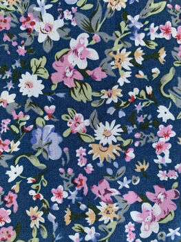 Handmade 100% Cotton Floral Print Tie In Blue And Pink, 2 of 7
