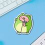 Cute Pig Wearing Frog Outfit Vinyl Sticker, thumbnail 1 of 8