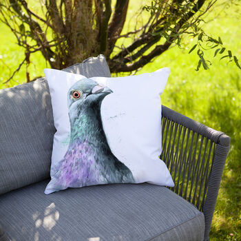Inky Pigeon Outdoor Cushion For Garden Furniture, 3 of 9