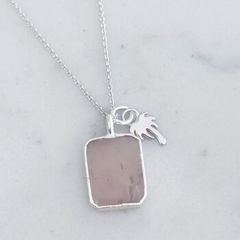 The Duo Rose Quartz Necklace, Sterling Silver, 5 of 11