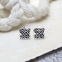 Sterling Silver Small Celtic Square Stud Earrings, thumbnail 1 of 3