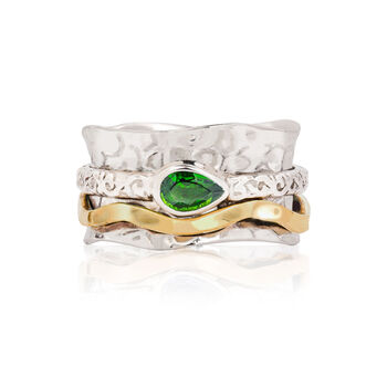 Aura Magic Chrome Diopside Silver Spinning Ring, 3 of 11
