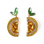 Bold Jewelled Statement Lemon Slice Dangle Earrings, thumbnail 1 of 2