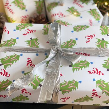 Christmas Tree Personalised Christmas Wrapping Paper, 3 of 7