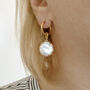 Freshwater Coin Pearl Hoops, thumbnail 2 of 3