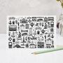 Brighton Illustrated Black And White Greeting Card, thumbnail 1 of 6