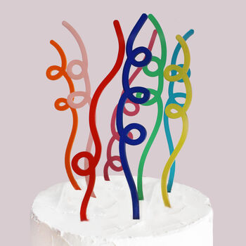 Colourful Acrylic Streamer Birthday Cake Topper, 3 of 5