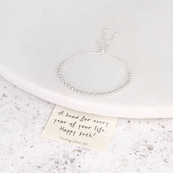 Sterling Silver 30th Birthday 30 Beads Slider Bracelet, 6 of 7