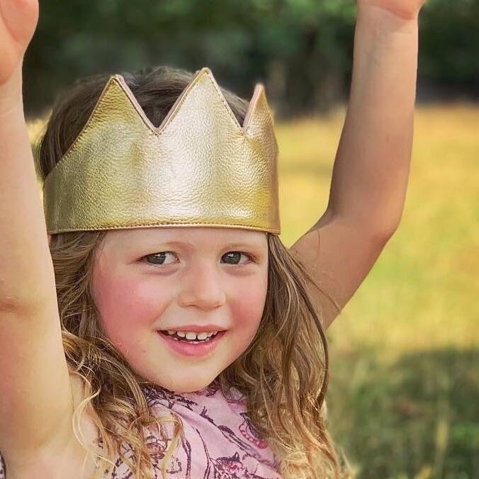 Image of Velvet And Faux Leather Gold Party Crown