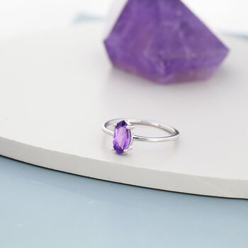 Genuine Amethyst Ring In Sterling Silver, 3 of 9