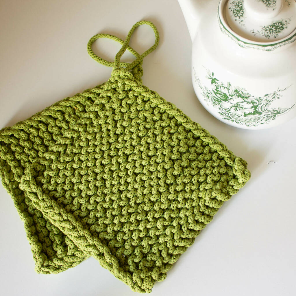 Hand Knit Trivet Pick Your Colour By StrikkStrikk Handknits