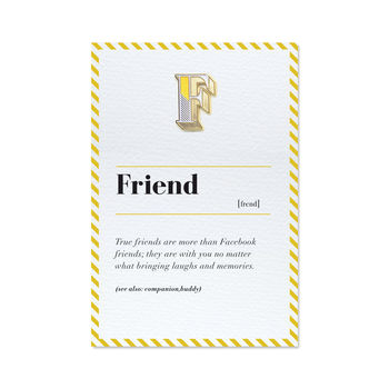 F Is For Friend Pin Badge And Card, 3 of 3
