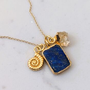 'The Trio' Lapis Lazuli Gold Plated Necklace, 2 of 11