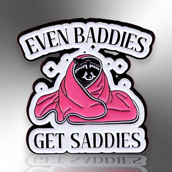 Even Baddies Get Saddies Racoon Enamel Lapel Pin Brooch, 4 of 9