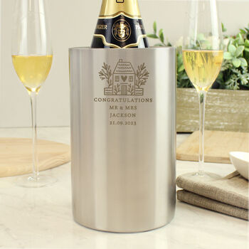 Personalised House New Home Stainless Steel Wine Cooler, 4 of 5