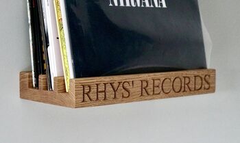 Personalised Record Vinyl Storage Wall Rack, 2 of 2