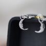 Sterling Silver Moon Face Hoop Earrings, thumbnail 5 of 12