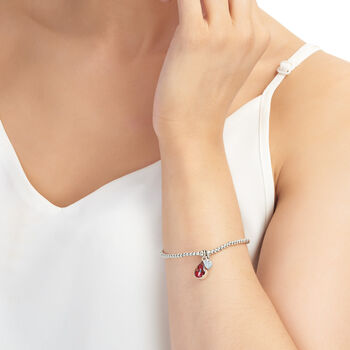 Sterling Silver Bead Bracelet With A Poppy Teardrop Charm, 3 of 9