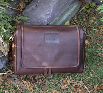 Personalised Luxury Large Leather Wash Bag Men's Gift, 2 of 9