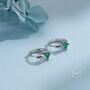 Sterling Silver Emerald Green Cz Crystal Huggie Hoop, thumbnail 7 of 11